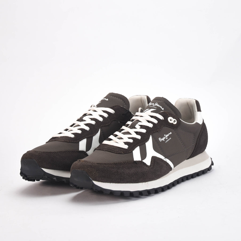 Pepe Jeans Baskets Retro en Daim Marron Homme