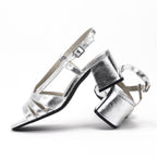Safety Jogger Sandales à Talons Argentées Femme