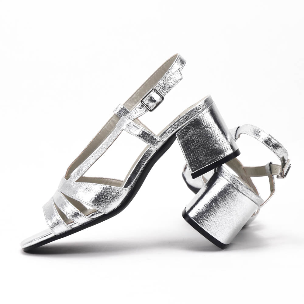 Safety Jogger Sandales à Talons Argentées Femme