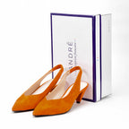 André Escarpins Slingback Daim Orange Femme