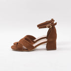 André Sandales à Talons Carrés Daim Marron Femme