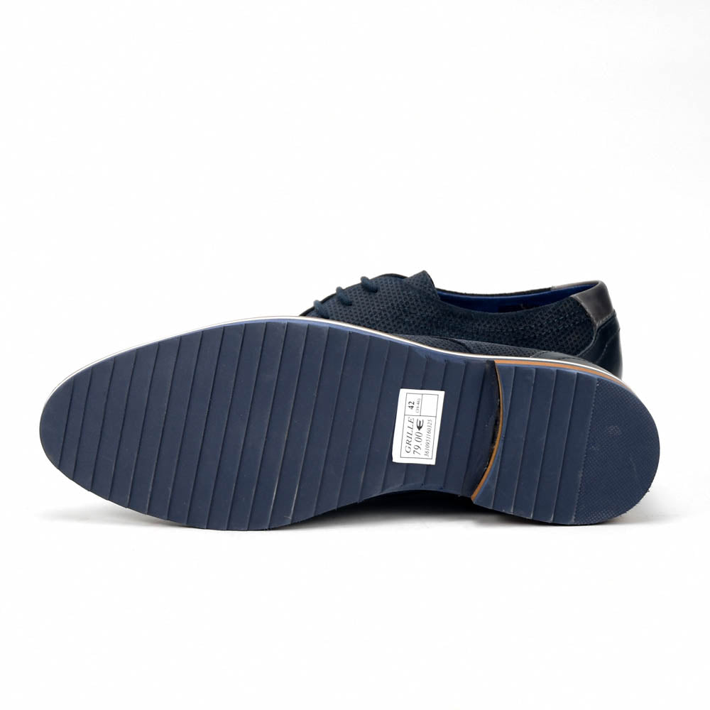 André Chaussures Derby Cuir Bleu Marine Élégantes Homme