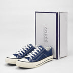 André Baskets Basses en Toile Bleu Marine Homme