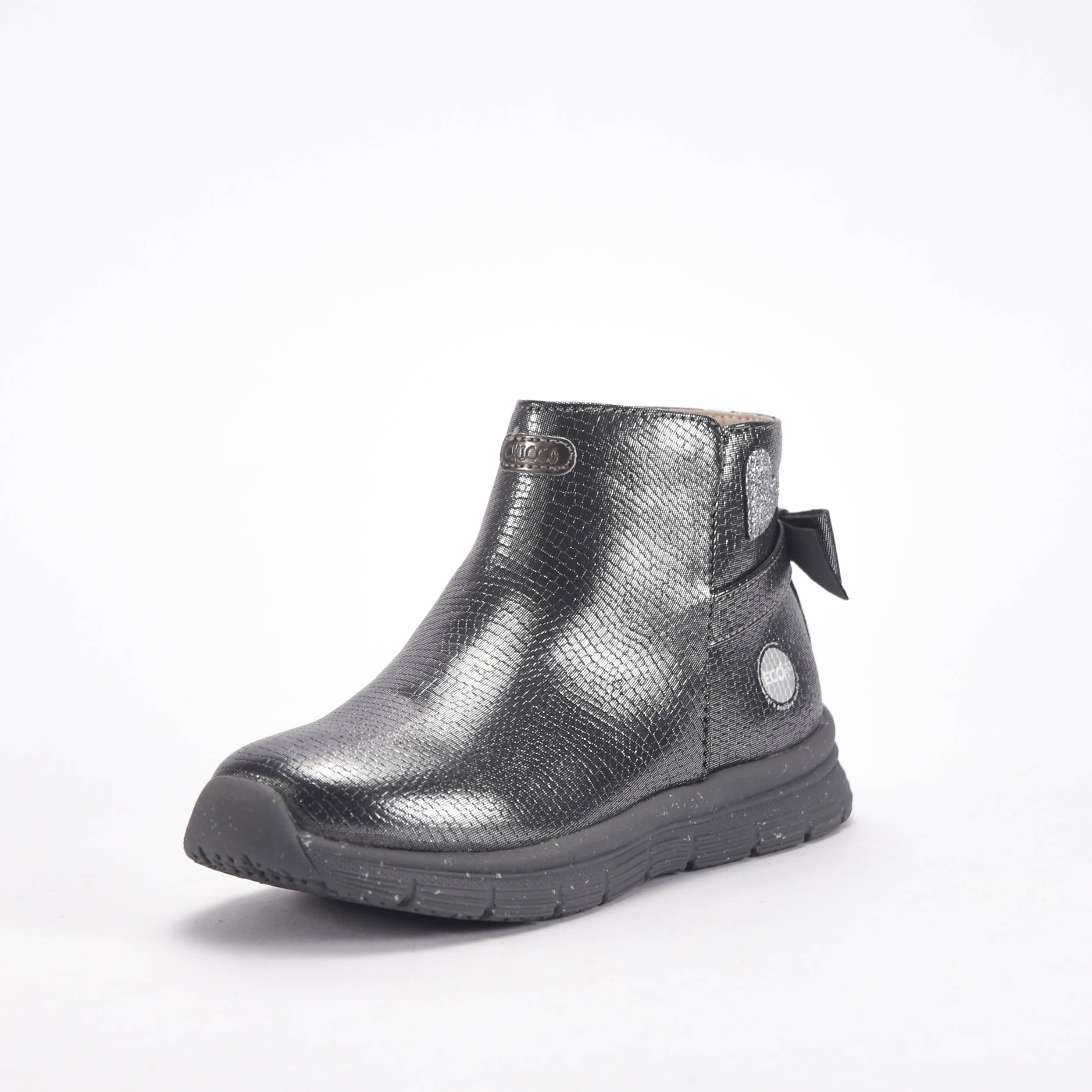 Chicco Bottines Argentées Effet Serpent pour Fille