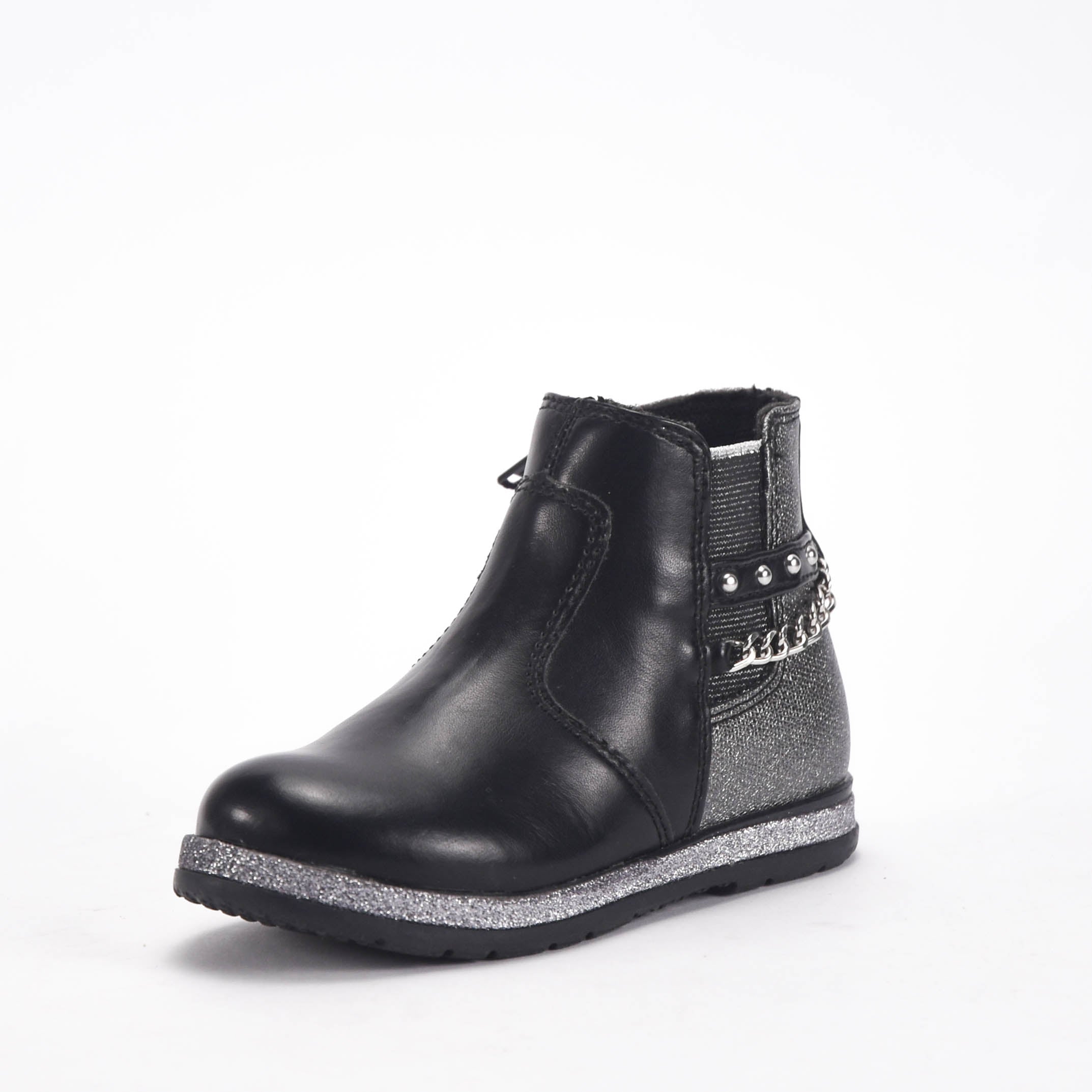 Chicco Bottines Noires avec Détails Argentés Fille