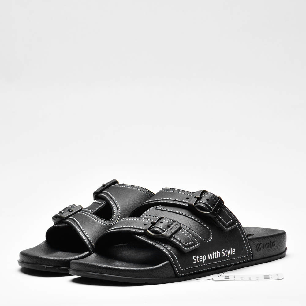 Kito Claquettes Confortables à Boucles Noir Homme