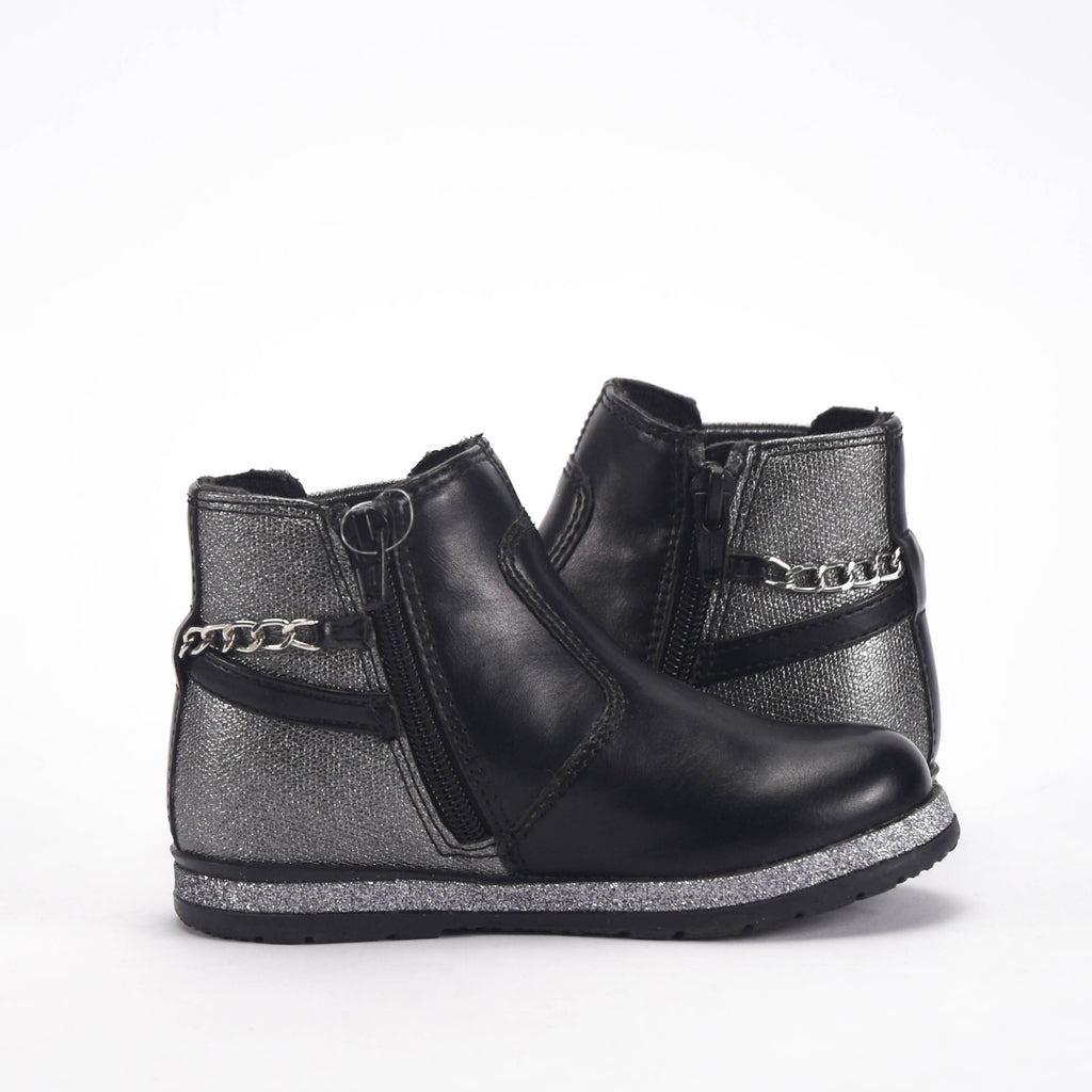 Chicco Bottines Noires avec Détails Argentés Fille