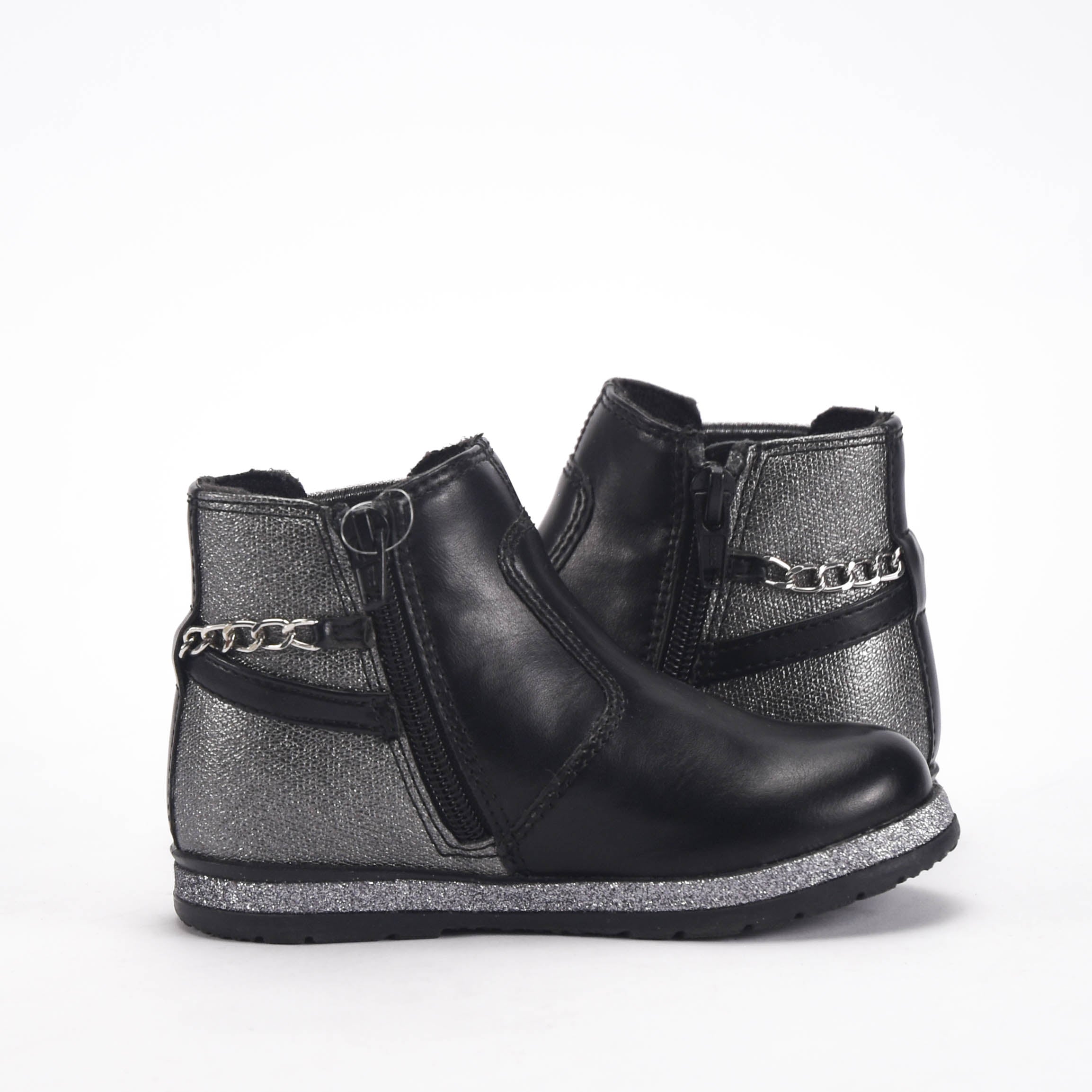 Chicco Bottines Noires avec Détails Argentés Fille
