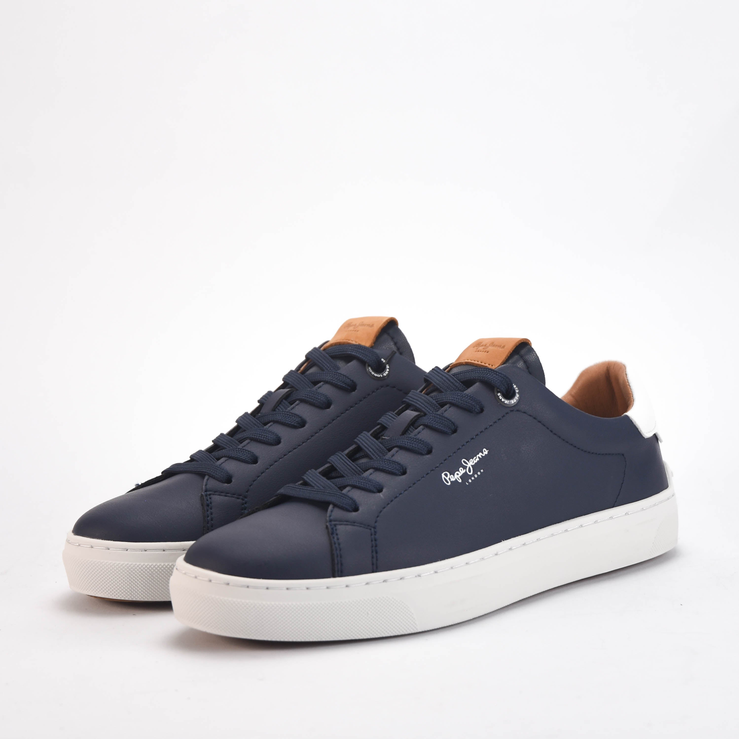 Pepe Jeans Sneakers Adams en Cuir Bleu Marine Homme