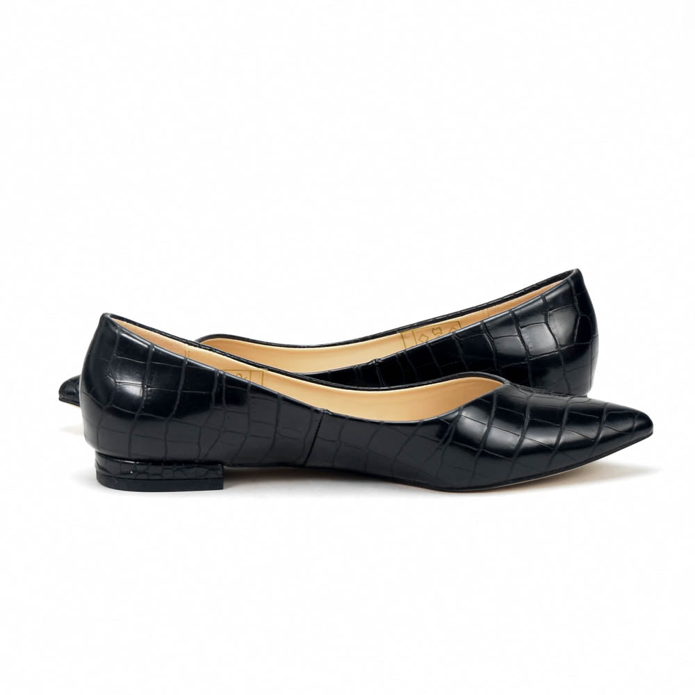 André Ballerines Femme Effet Croco Noir Élégantes