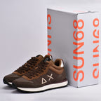 SUN68 Sneakers en Daim et Textile Marron Homme