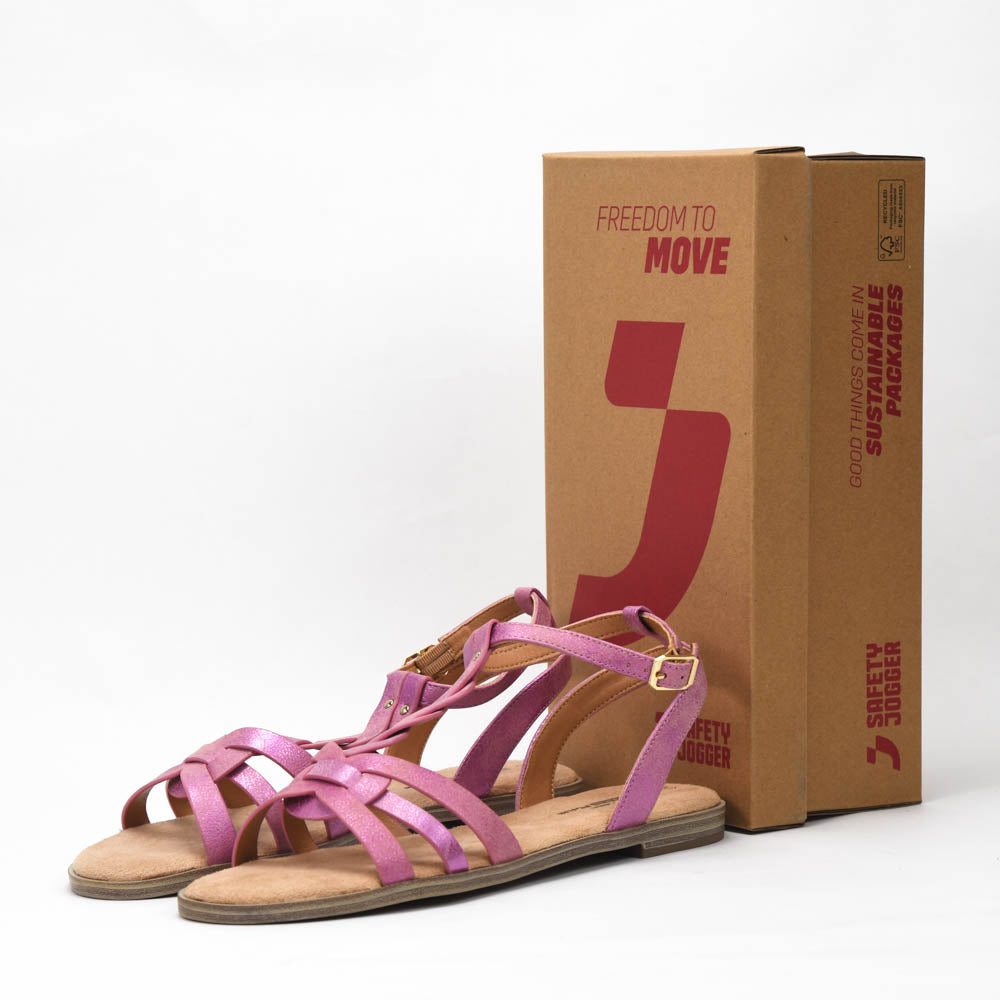 Kimland Sandales Plates Tressées Rose Femme