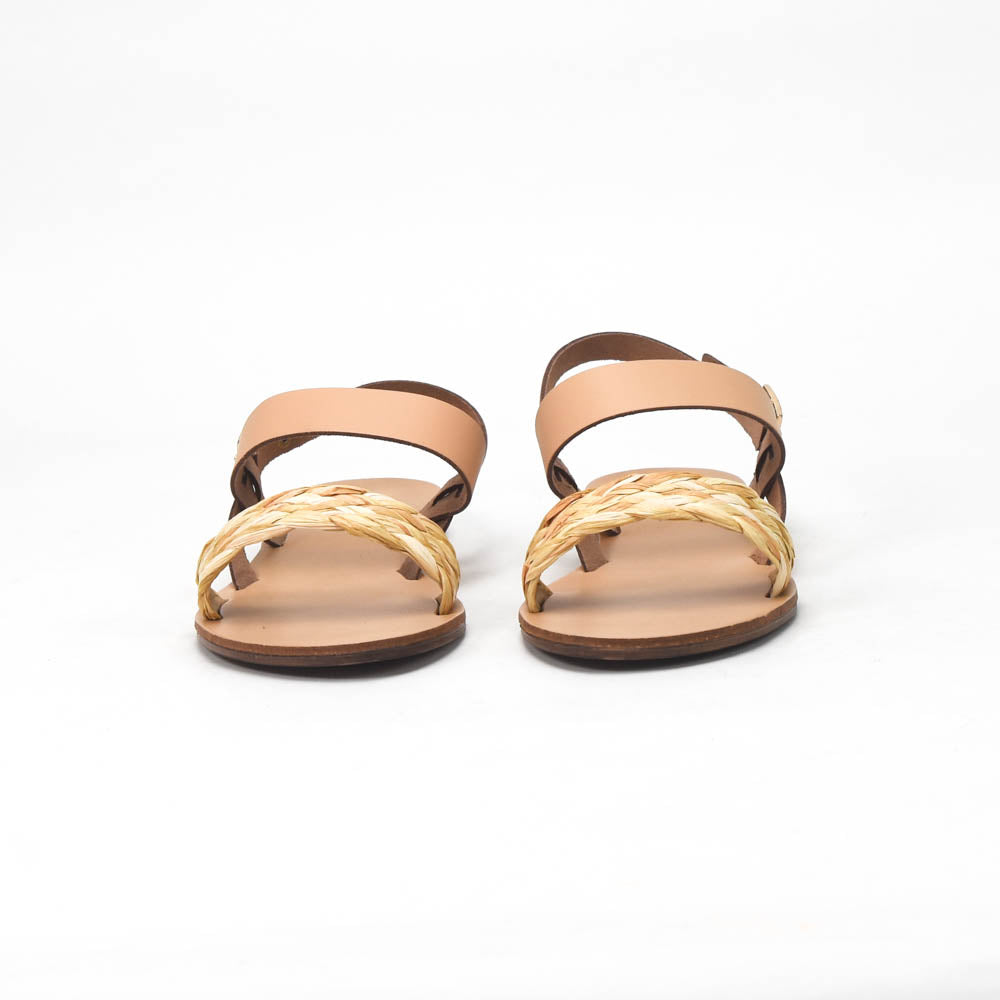 André Sandales Plates Cuir et Tressées Femme