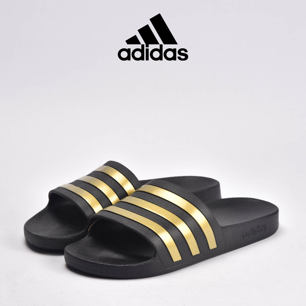 Adidas Adilette Aqua Claquettes Confortables Noir et Or Homme