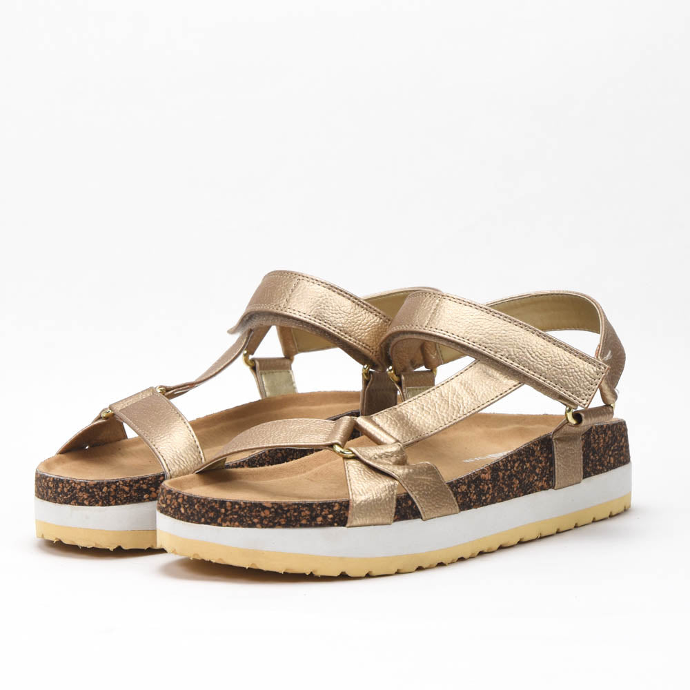 Kimland Sandales Plateforme Dorées Confortables Femme
