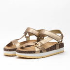 Kimland Sandales Plateforme Dorées Confortables Femme