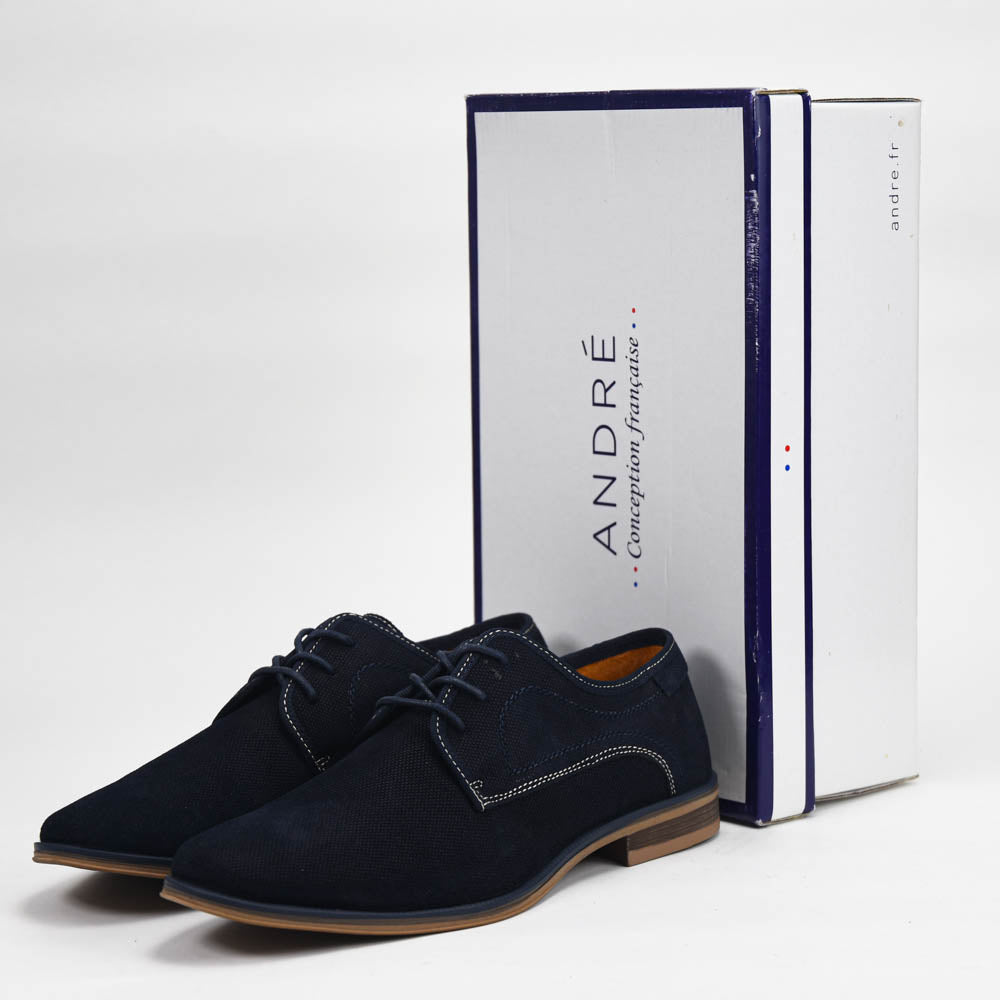 André Chaussures Derbies Élégantes en Toile Bleu Marine Homme