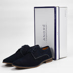 André Chaussures Derbies Élégantes en Toile Bleu Marine Homme