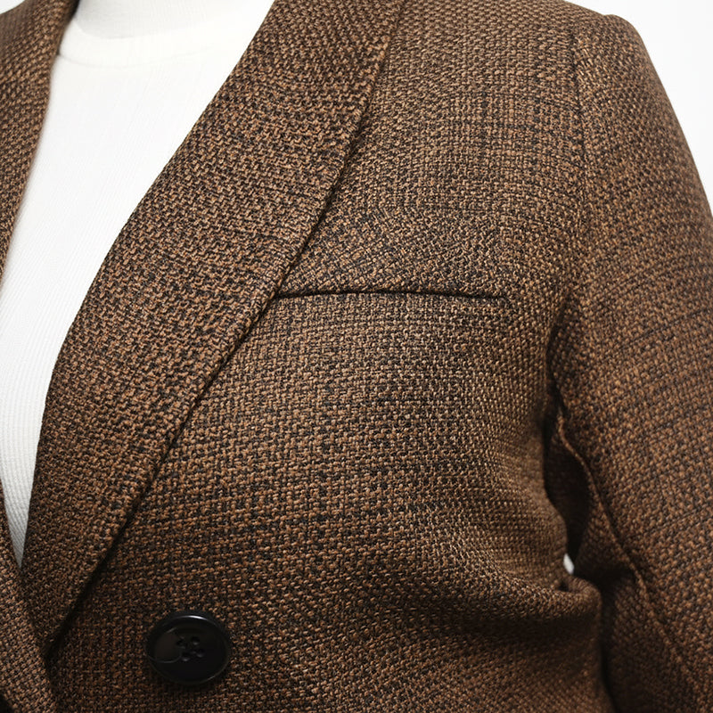 PAK Veste Longue Double Boutonnage Femme Marron