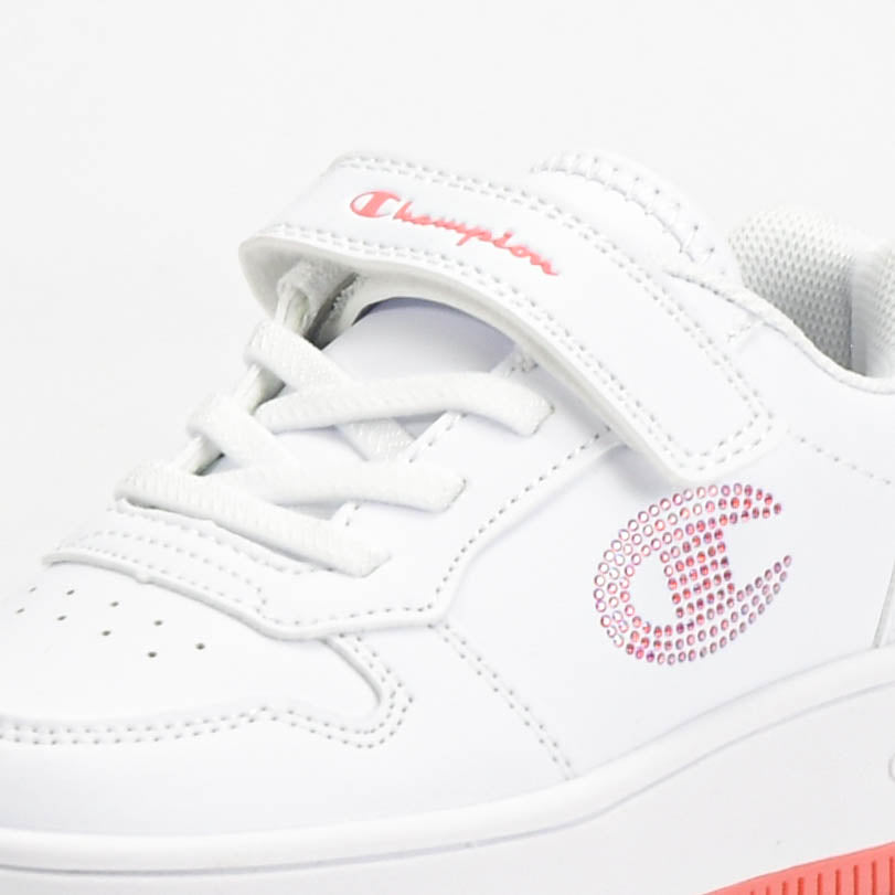 Champion Baskets Rebound Basses Blanches et Roses Fille
