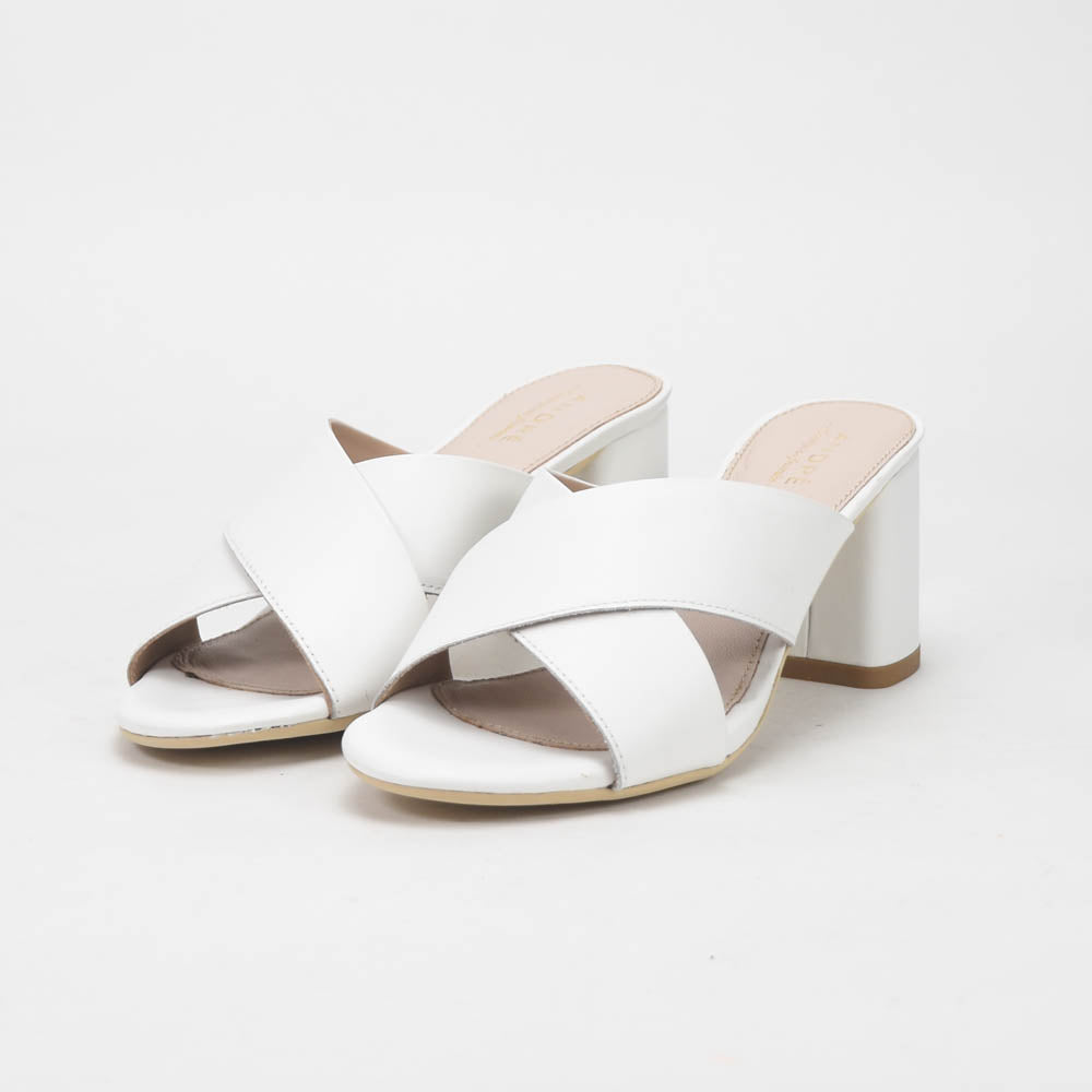 André Mules à Talons Blancs Élégantes Femme