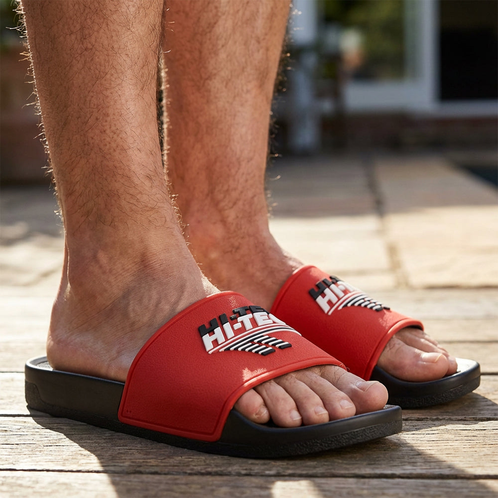 Hi-Tec Heritage Slides Confortables Noir et Rouge Homme