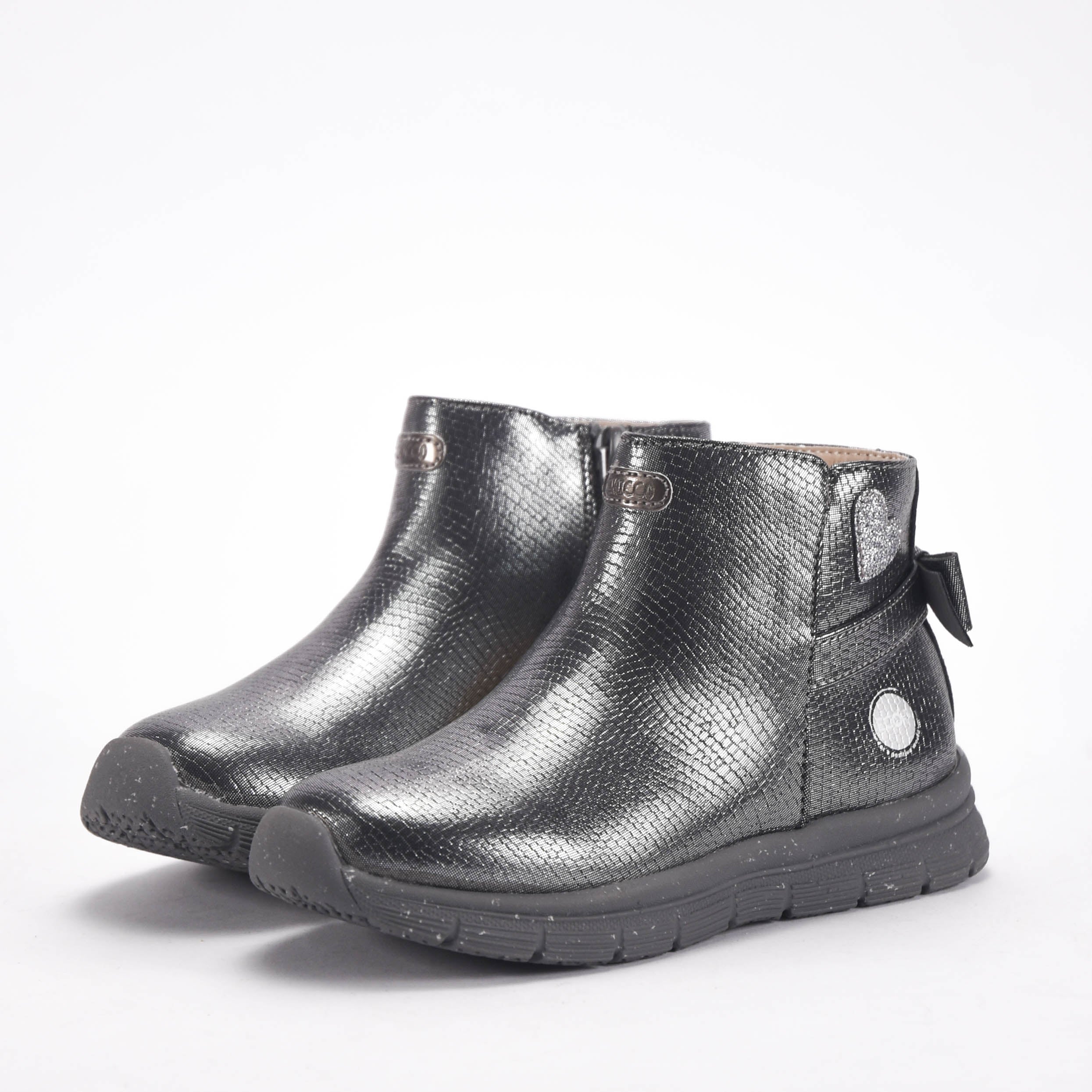 Chicco Bottines Argentées Effet Serpent pour Fille
