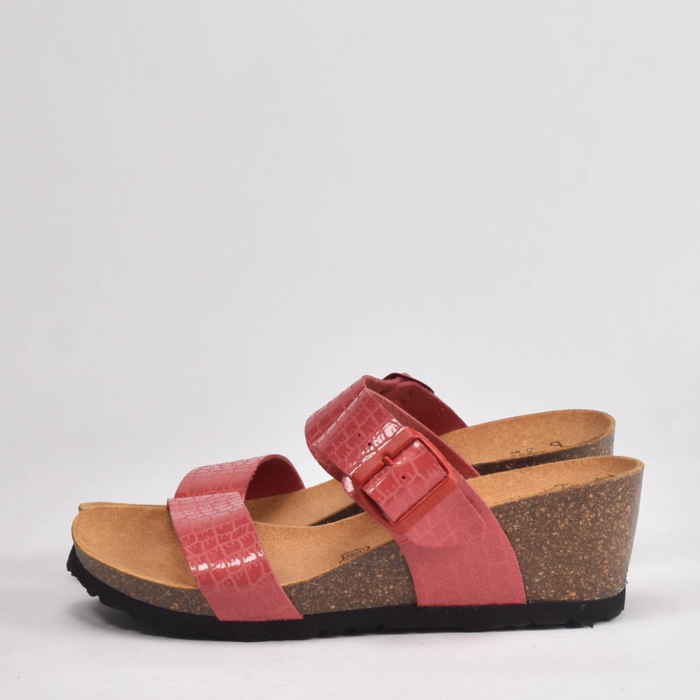 BIRK Sandales Compensées Effet Croco Femme