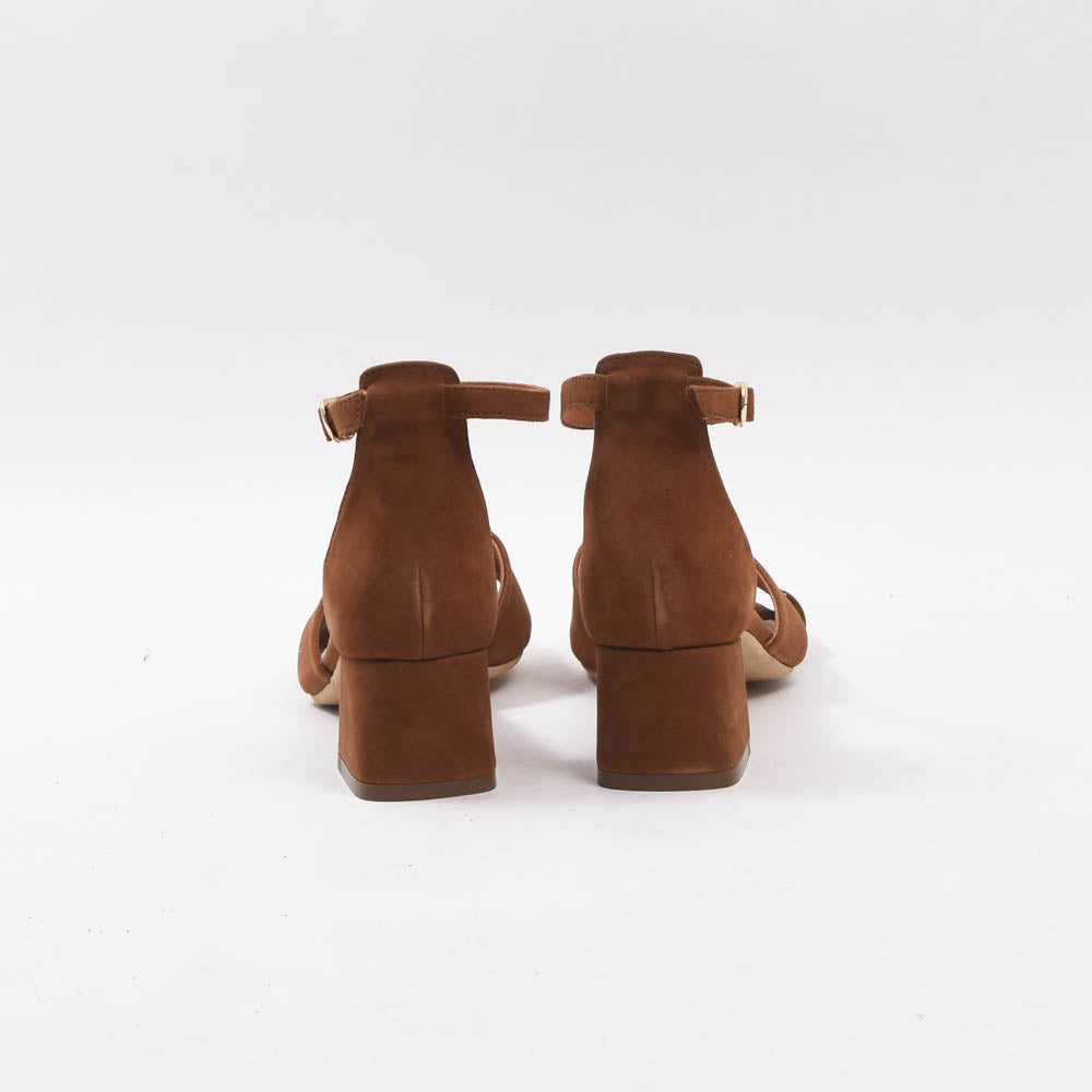 André Sandales à Talons Carrés Daim Marron Femme