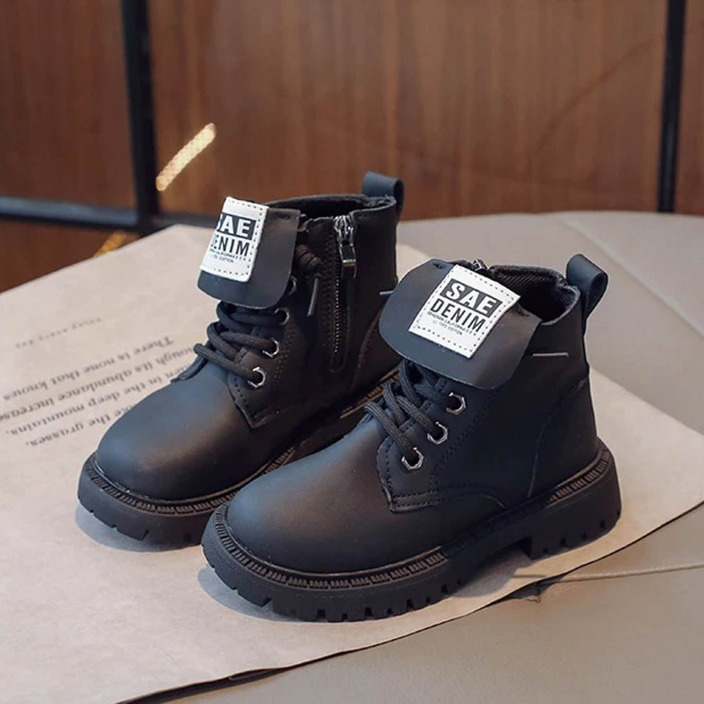 Botte imperméables à lacets Noir Enfants ﻿ 2