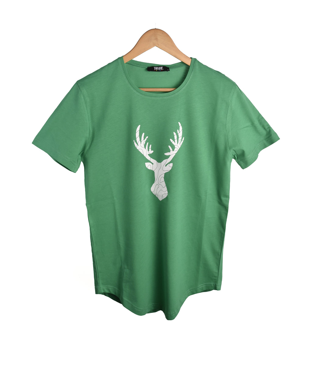 T-shirt VERT ET BLANC 2 MOTIF CERF