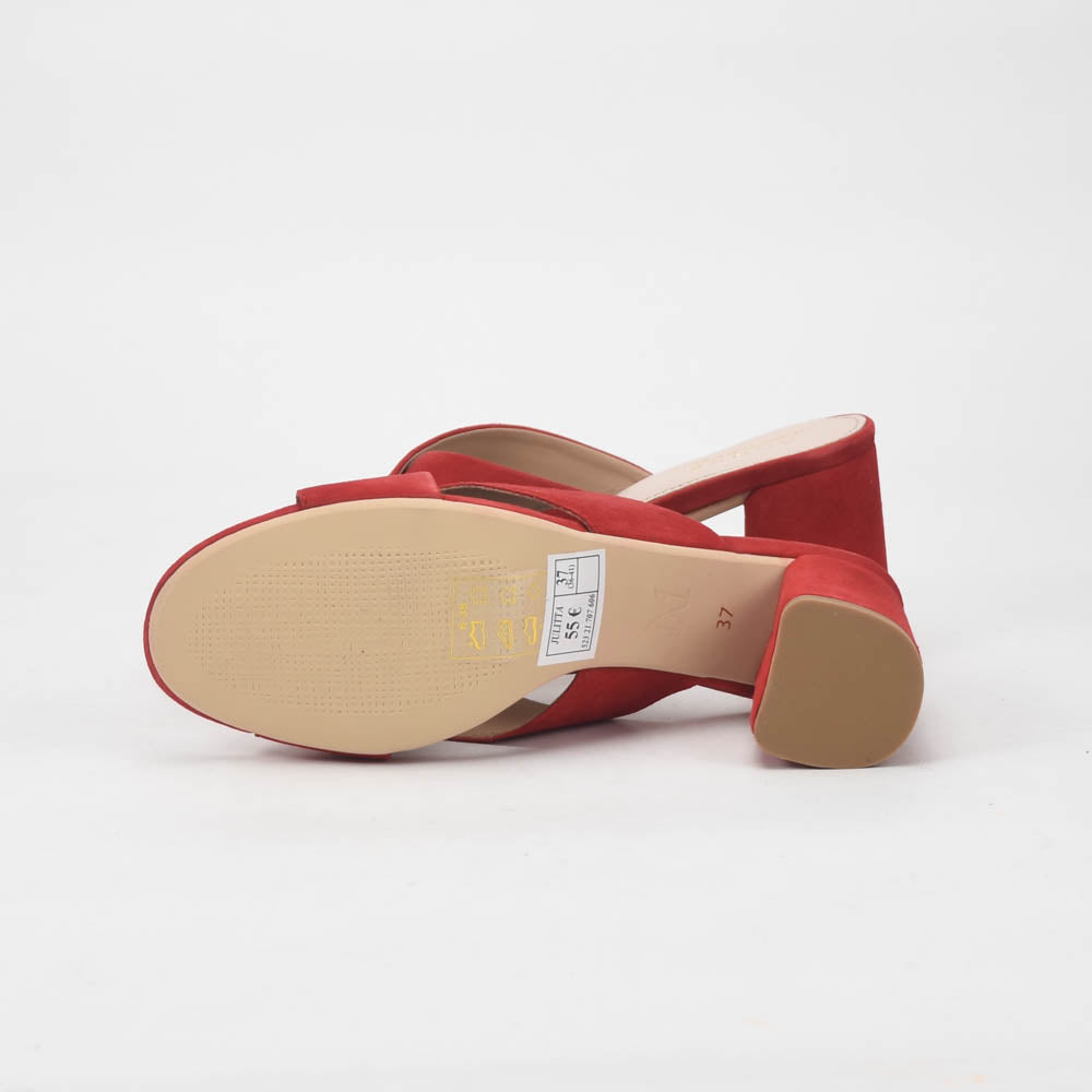 André Mules à Talons Daim Rouge Femme