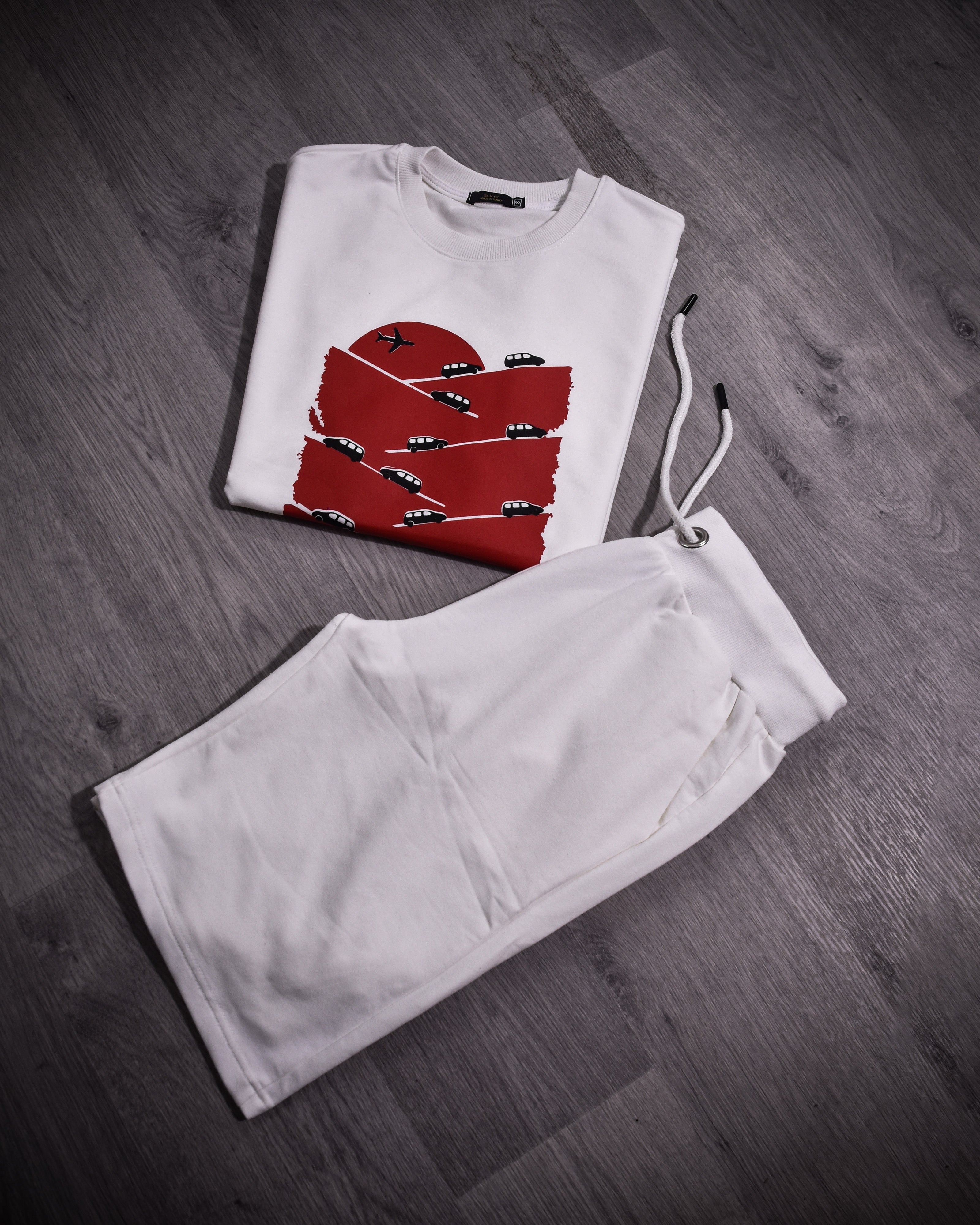 ENSEMBLE BLANC MOTIF *VOITURES *