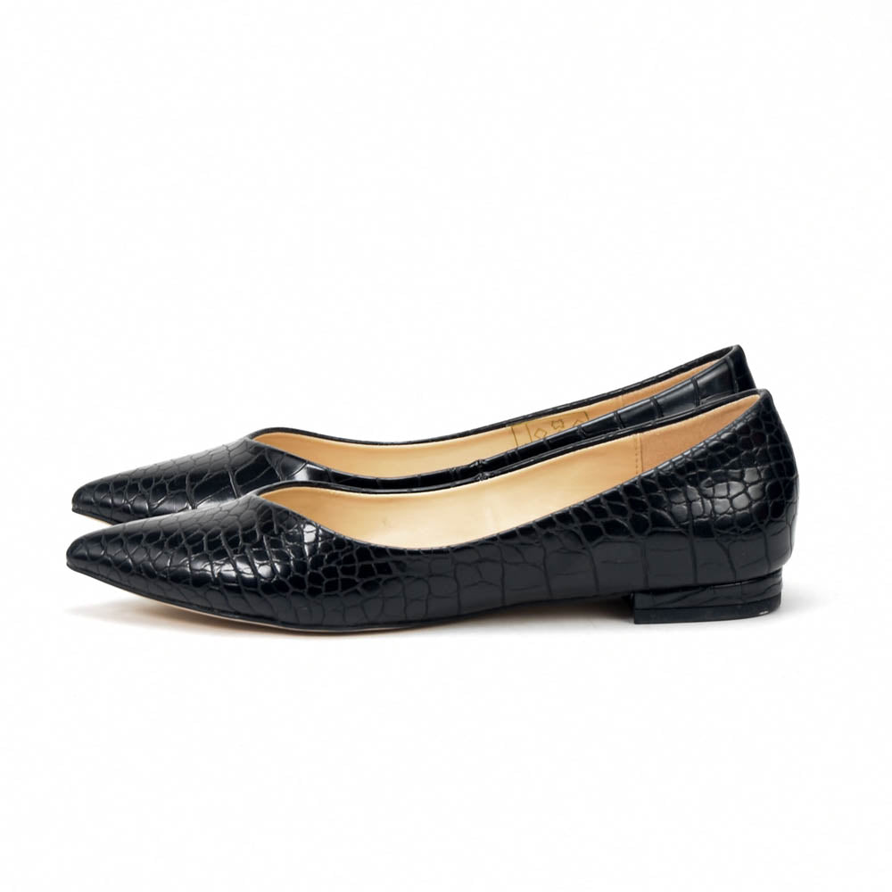 André Ballerines Femme Effet Croco Noir Élégantes
