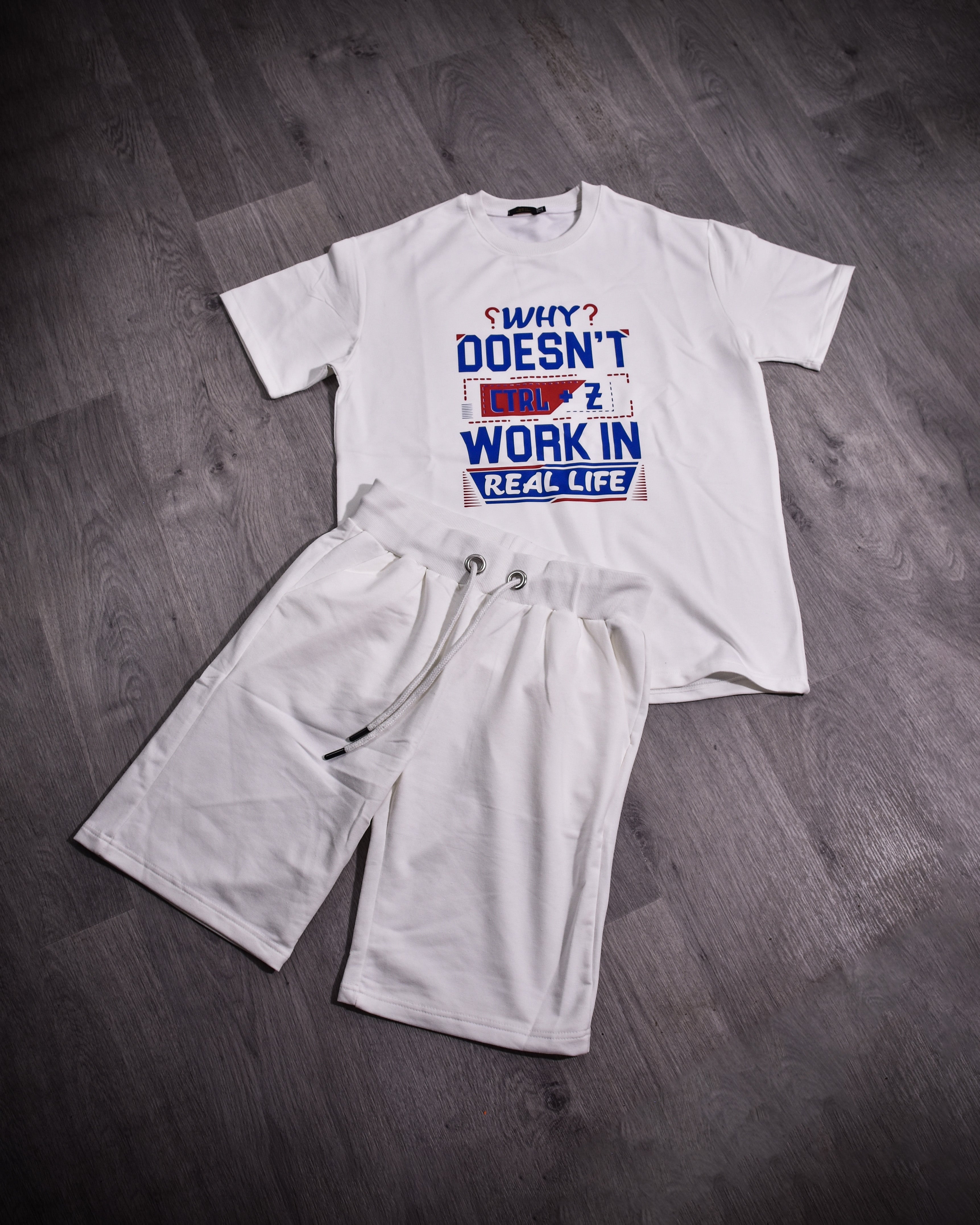 Kimland Ensemble Short et T-shirt Imprimé Blanc Homme