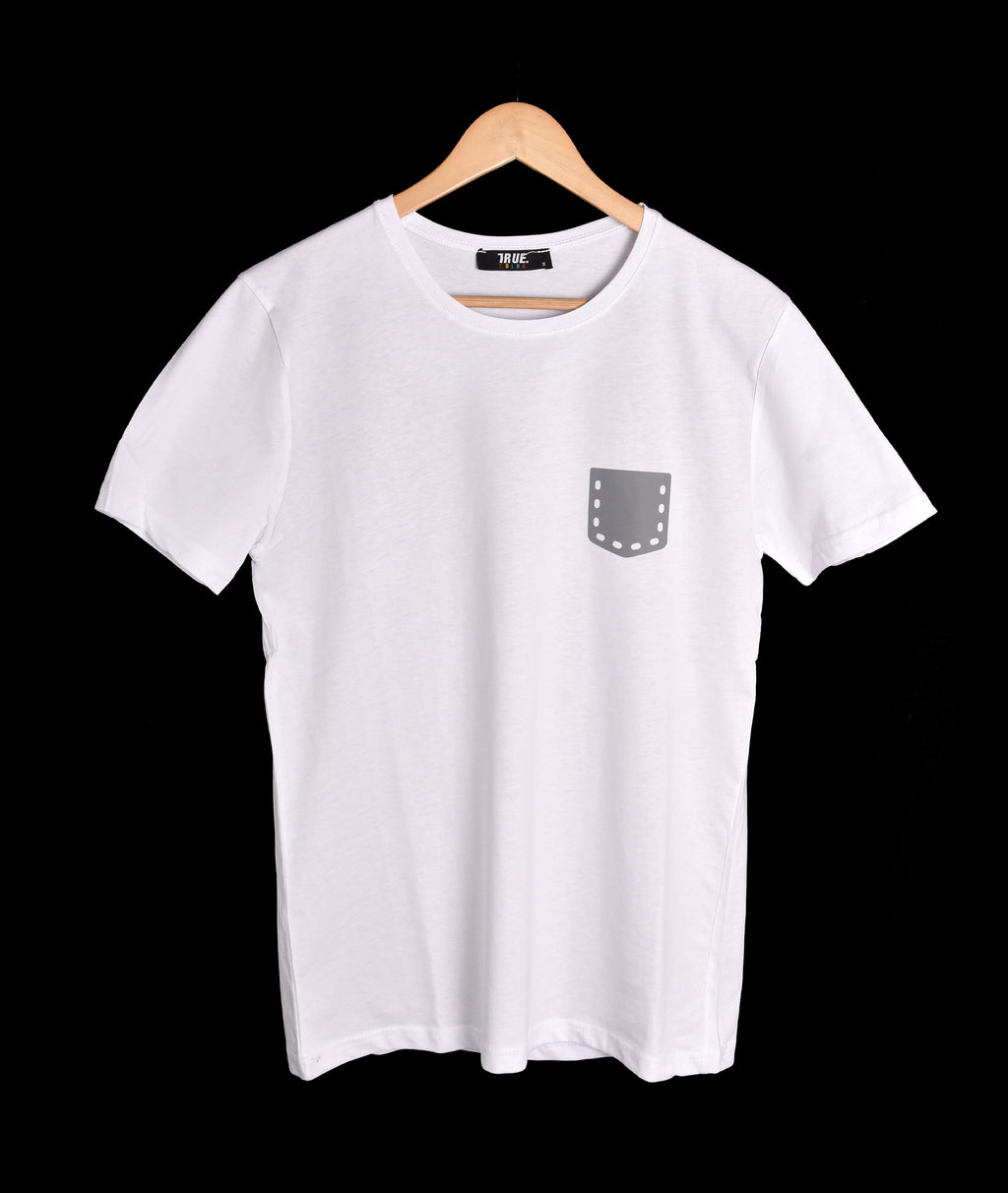 T-shirt balnc 1 petite poche gris