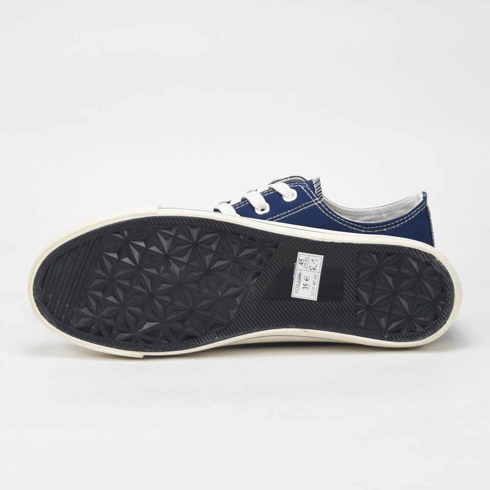 André Baskets Basses en Toile Bleu Marine Homme