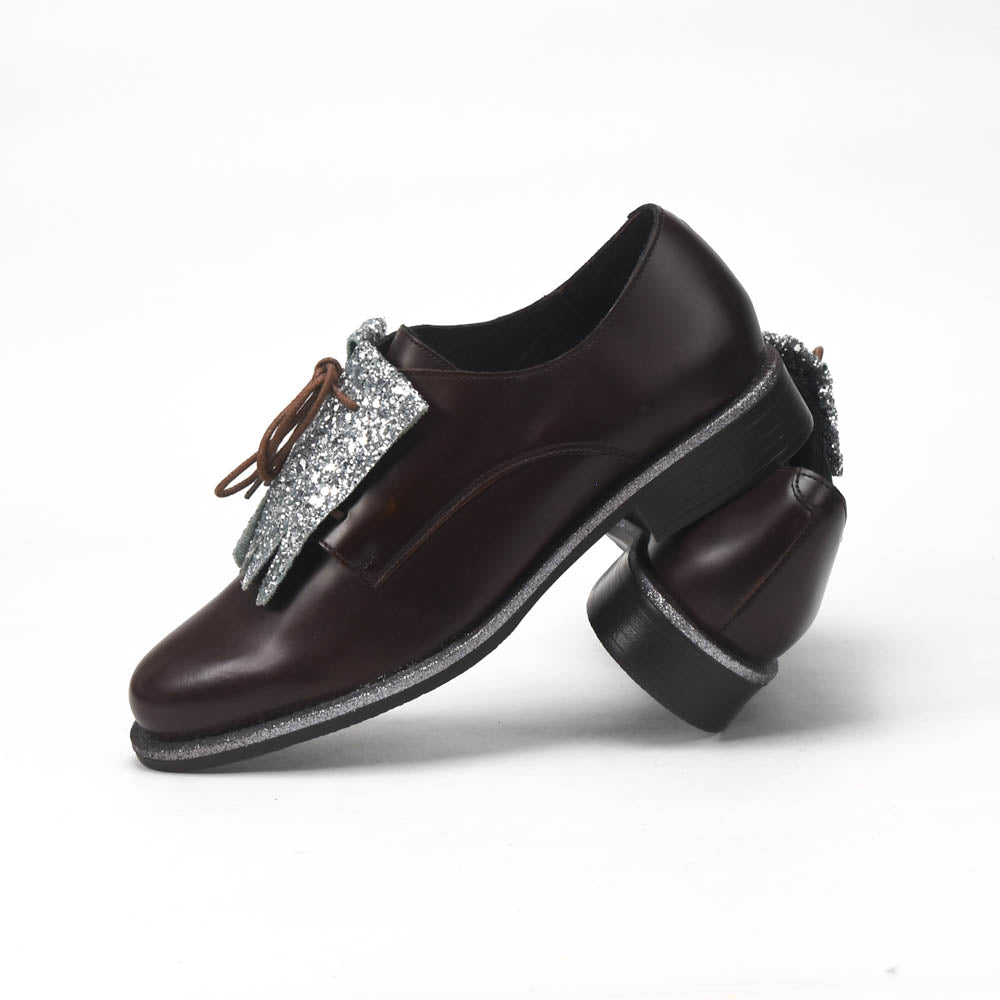 André Chaussures Richelieu Cuir Marron à Franges Femme