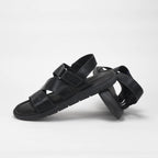Democrata Sandales Confortables en Cuir Noir Homme