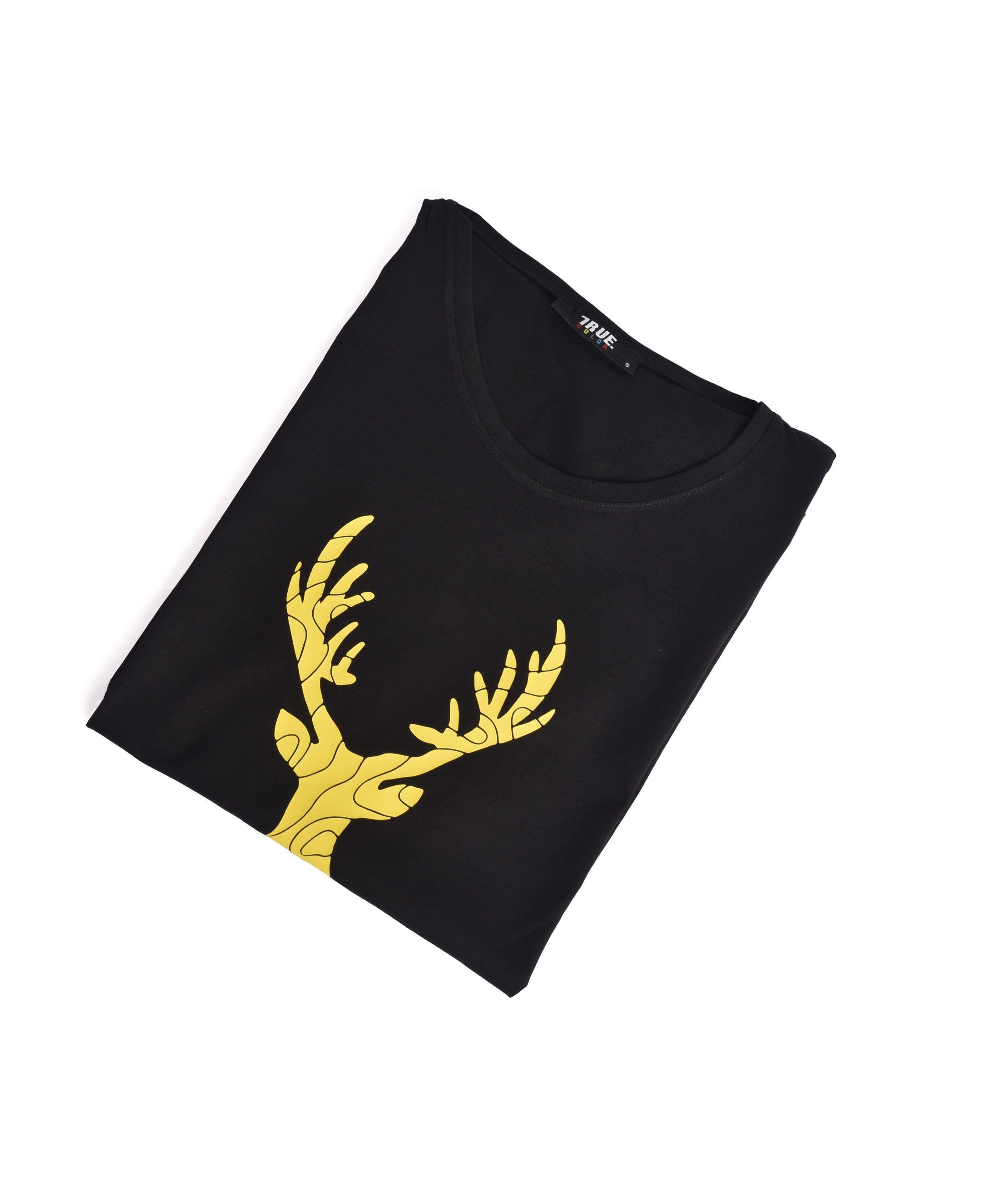 T-shirt NOIR ET JAUNE MOTIF CERF