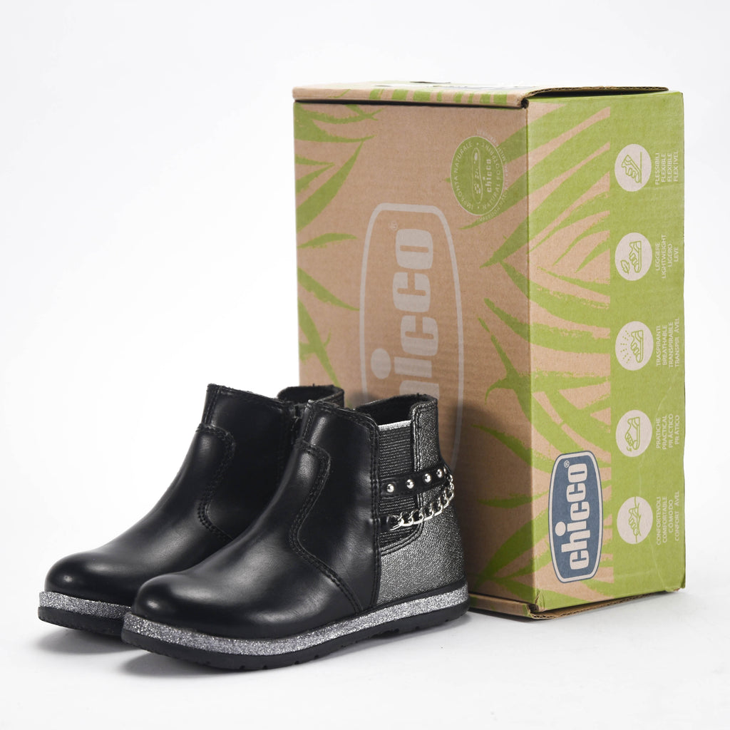 Chicco Bottines Noires avec Détails Argentés Fille
