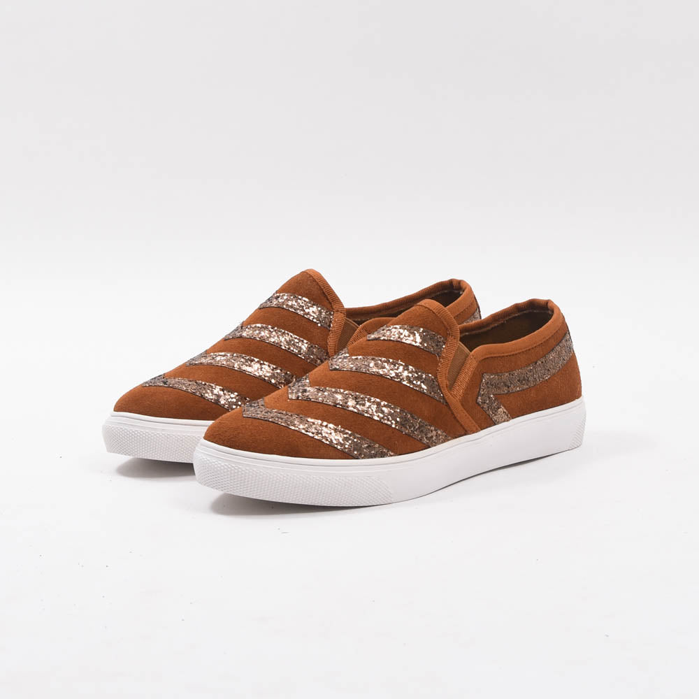 André Baskets Slip-on Daim Pailleté Femme
