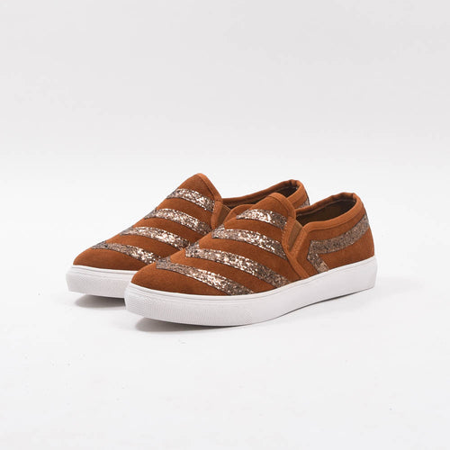André Baskets Slip-on Daim Pailleté Femme