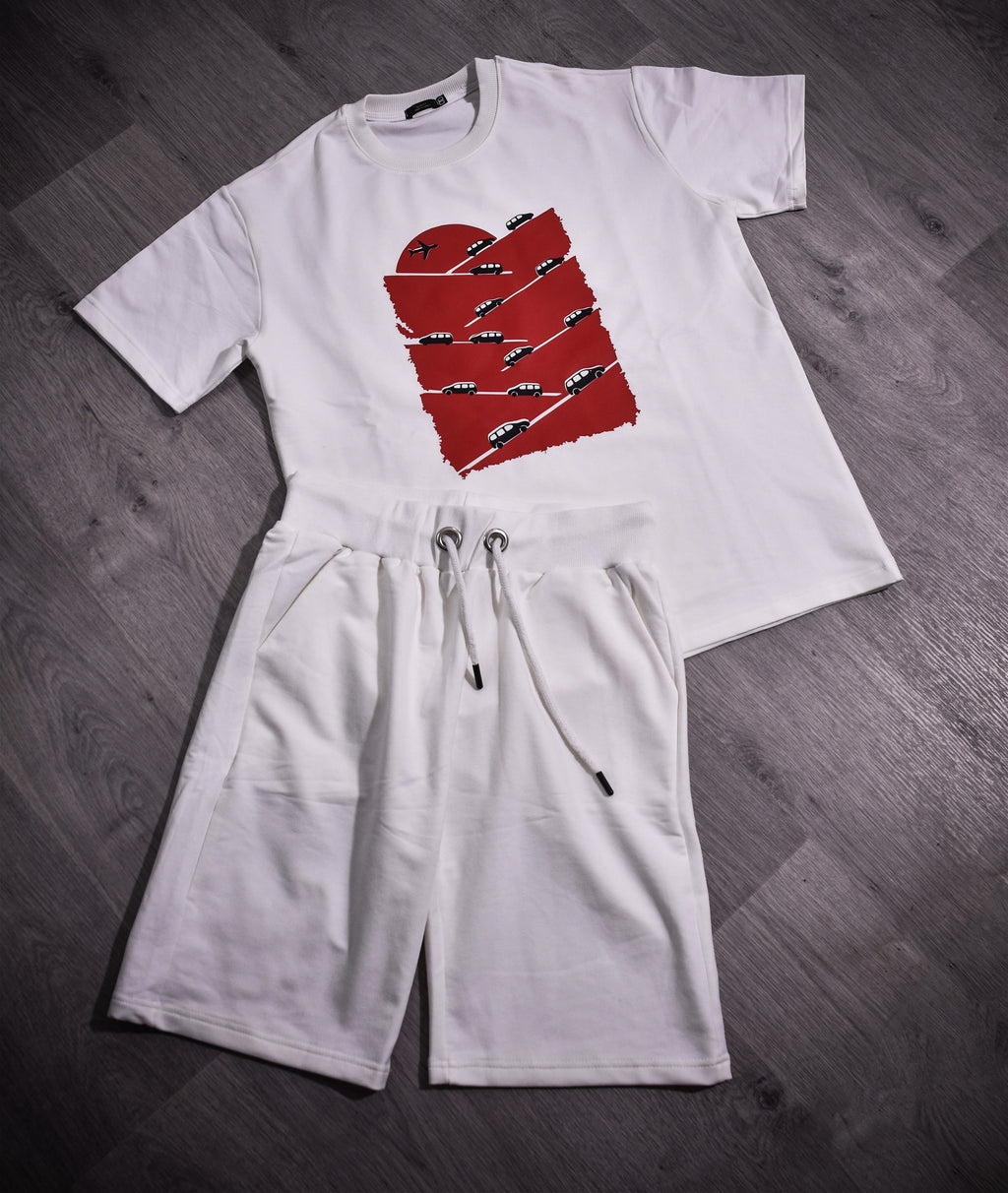 ENSEMBLE BLANC MOTIF *VOITURES *