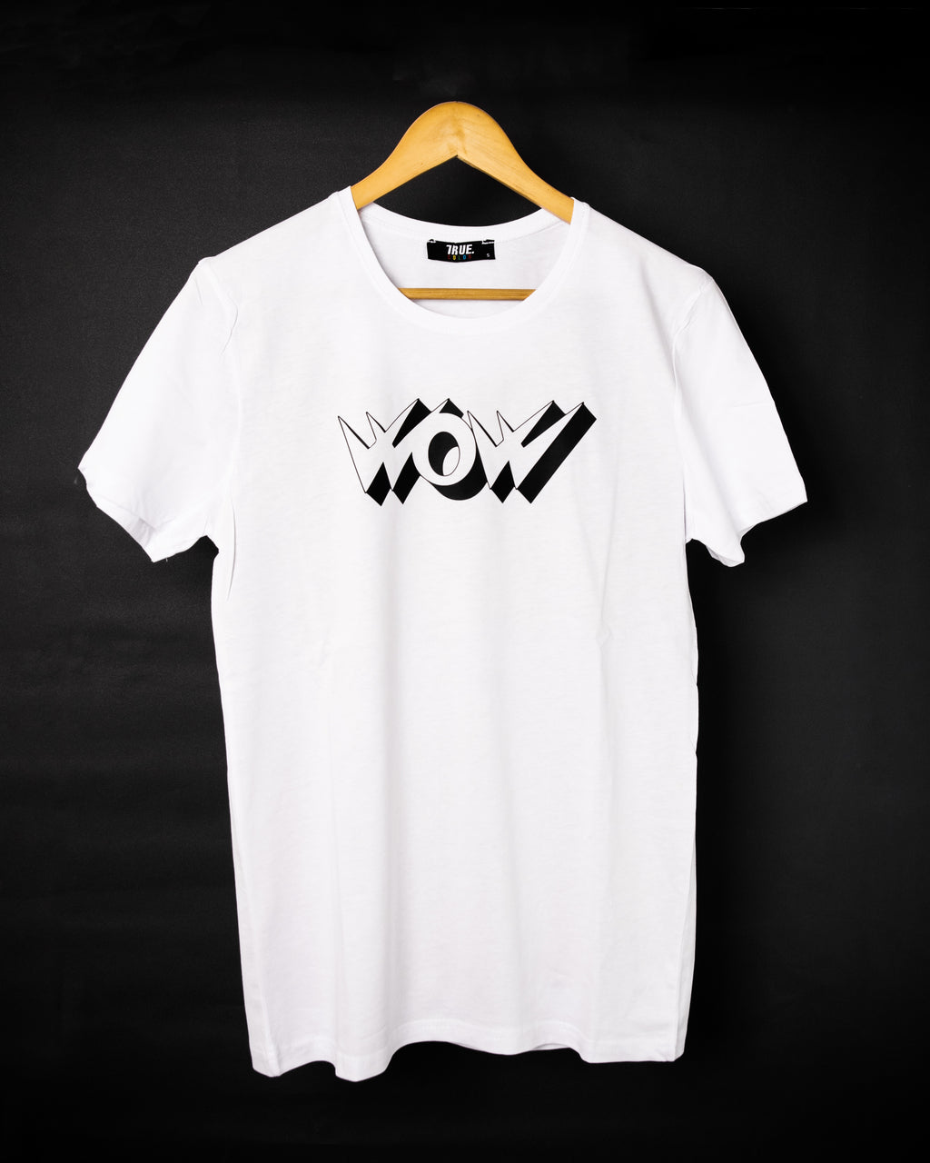 True T-shirt Blanc Imprimé WOW Homme
