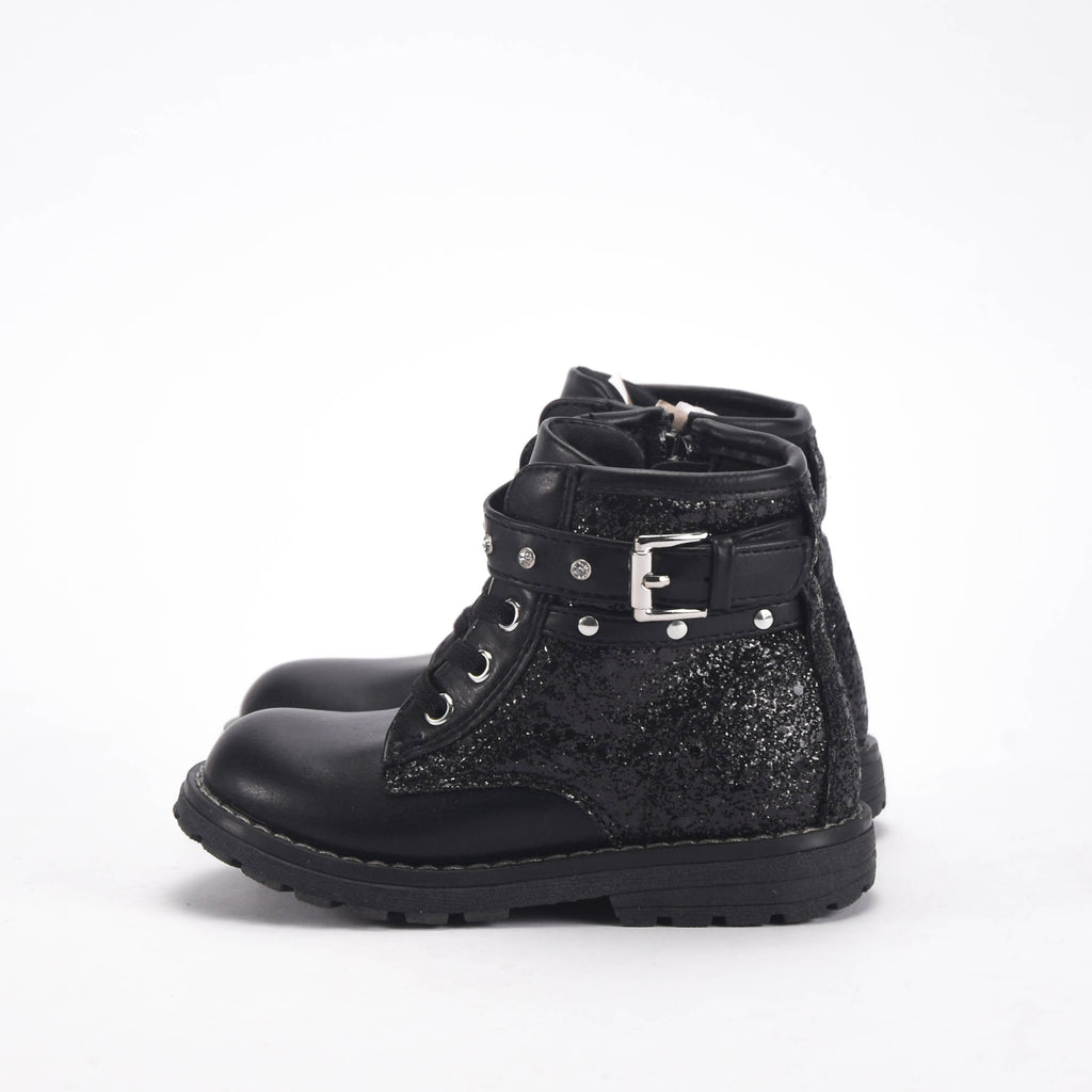Chicco Bottines Noires à Paillettes et Clous Fille