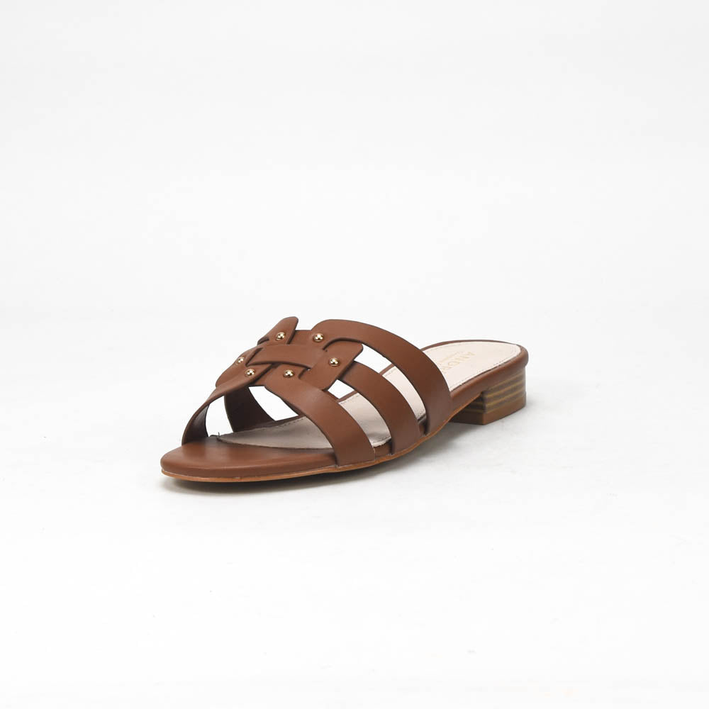 André Sandales Plates Tressées Marron Femme