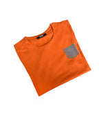 T-shirt Orange à Poche Grise Homme Style Décontracté