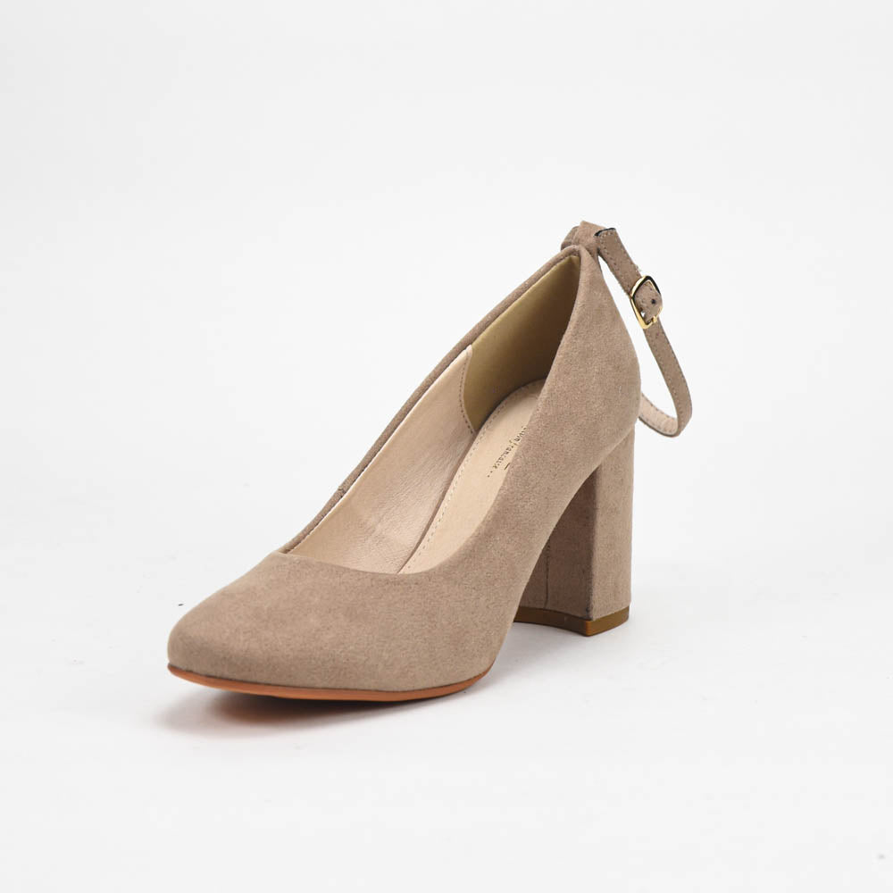 André Escarpins à Talon Bloc Beige Élégants Femme