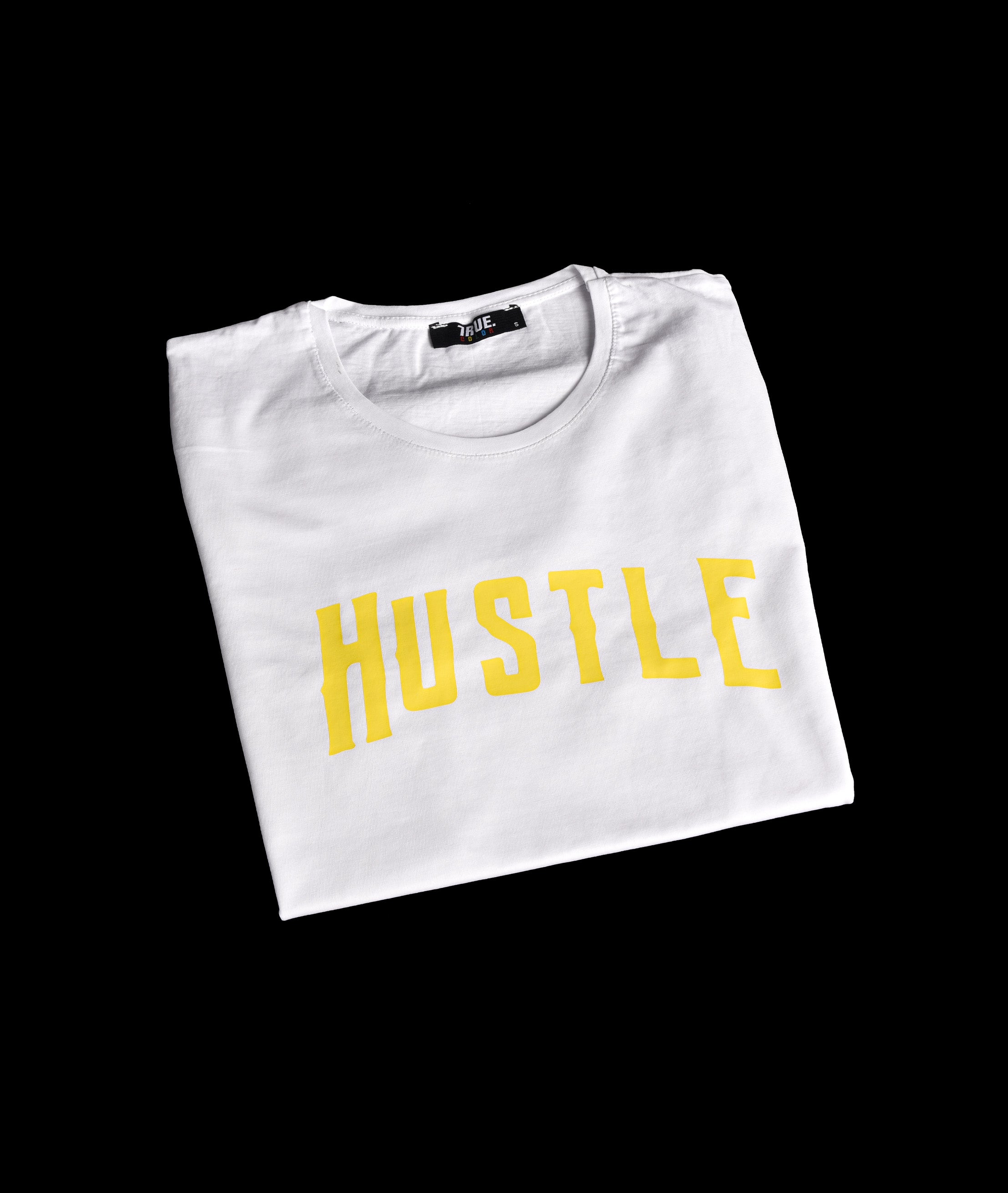T-shirt BLANC ET JAUNE * HUSTLE *